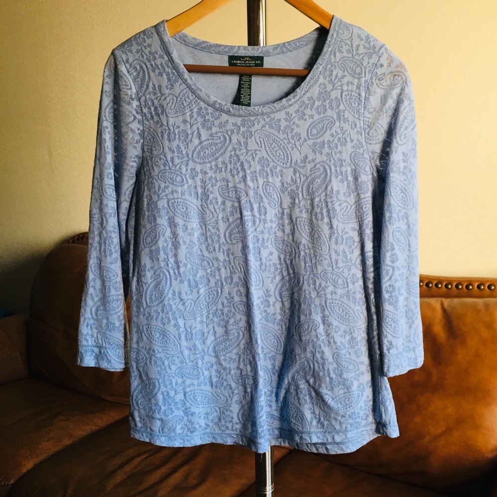 LAUREN JEANS CO LRL Paisley Teal Blouse Size M